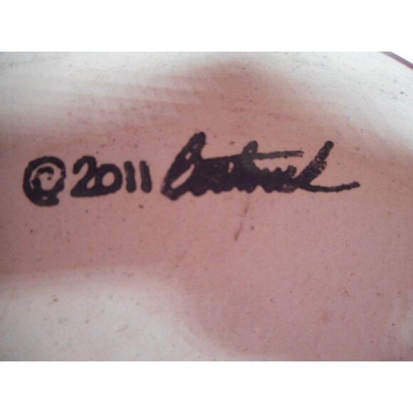 Handmade Burgundy Black Bowl or Planter Signed - Picture 5 of 5